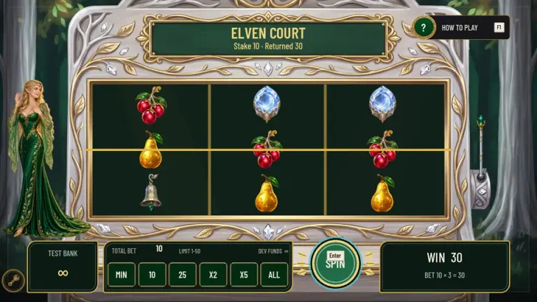 Elven Court gameplay result screen