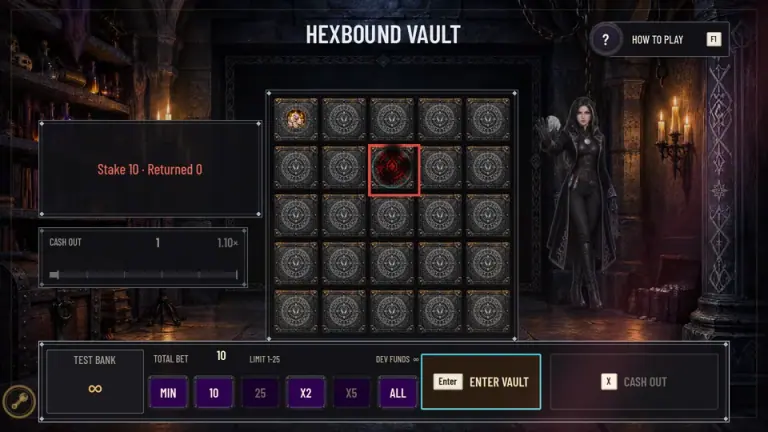 Hexbound Vault gameplay result screen